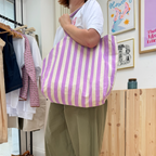 Striped Canvas Tote Bag in Pink or Lilac