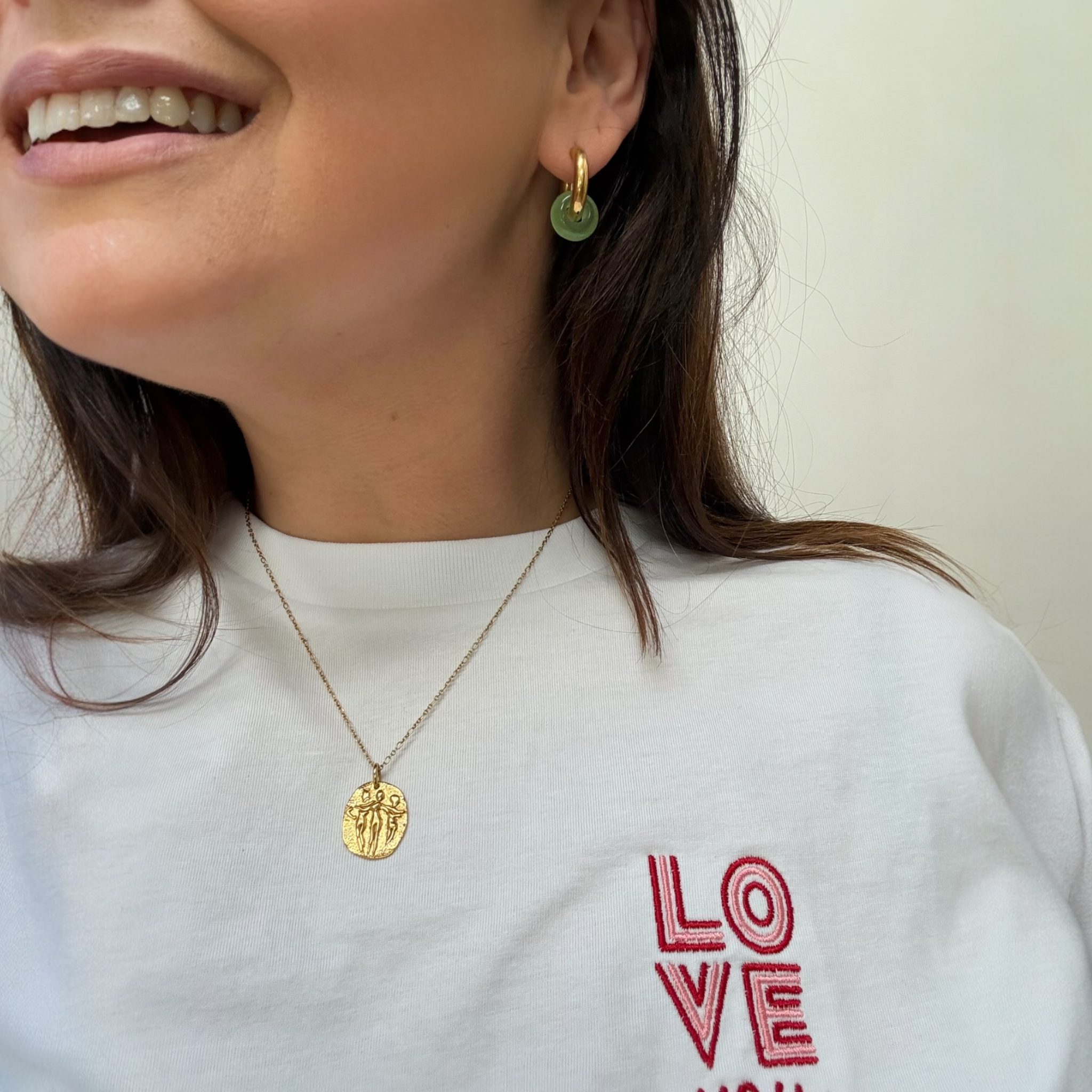 Stone Circle Huggie Earrings in Green or Pink — Gold Plated, Waterproof