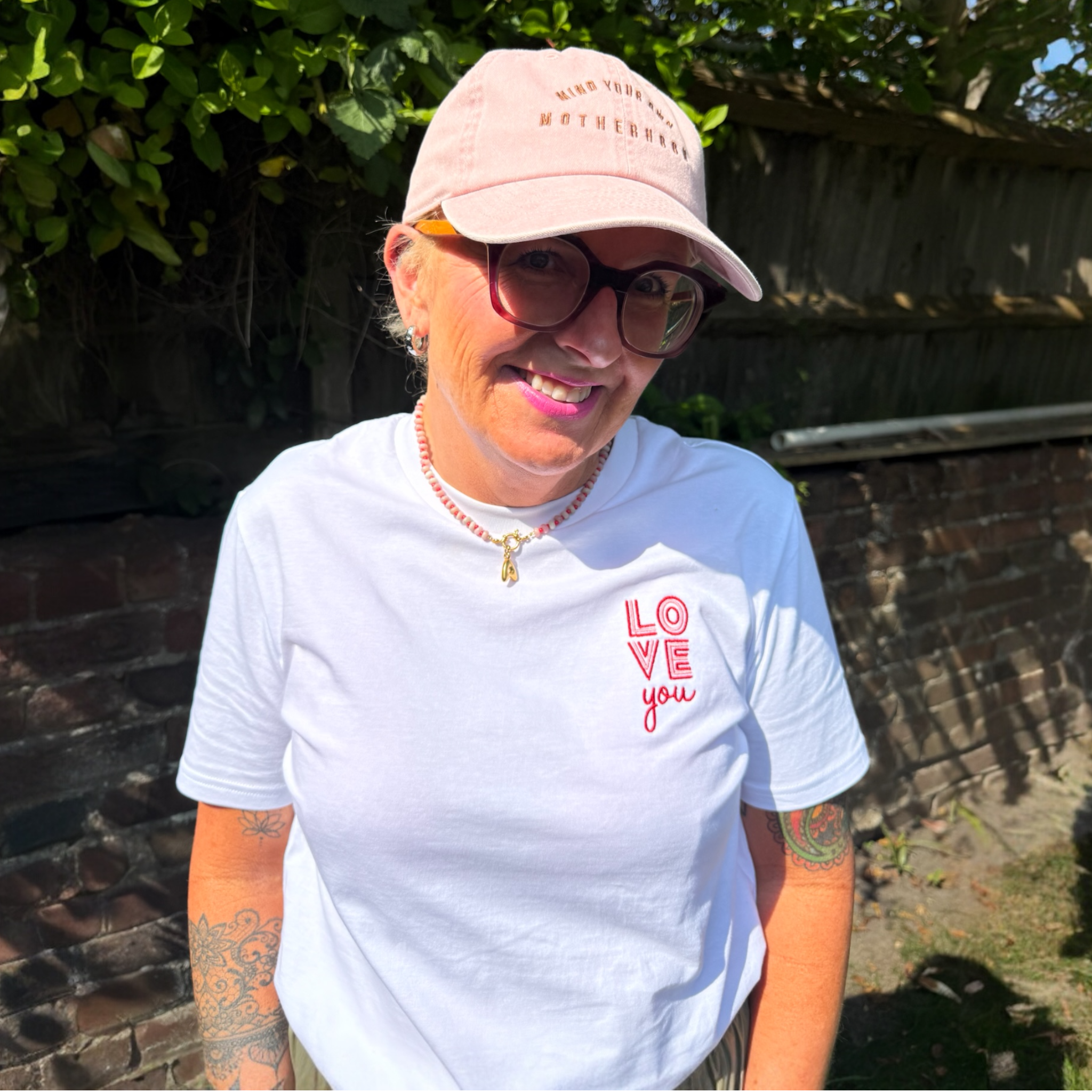'Love You' Embroidered Organic Cotton T-Shirt — White — Sizes S to XXL