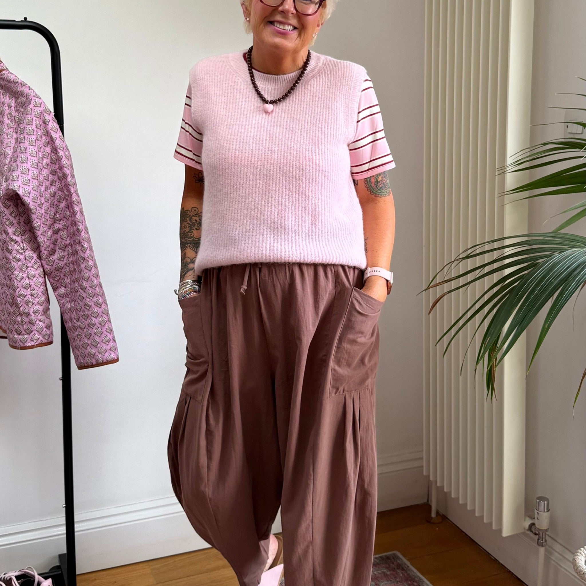 Barrel Harem Trousers - Mocha