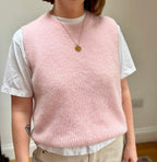 Alpaca Wool Blend Sleeveless Sweater Vest - Powder Pink