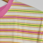 Retro Stripe Cotton T-Shirt in Pink, Lemon & Cream