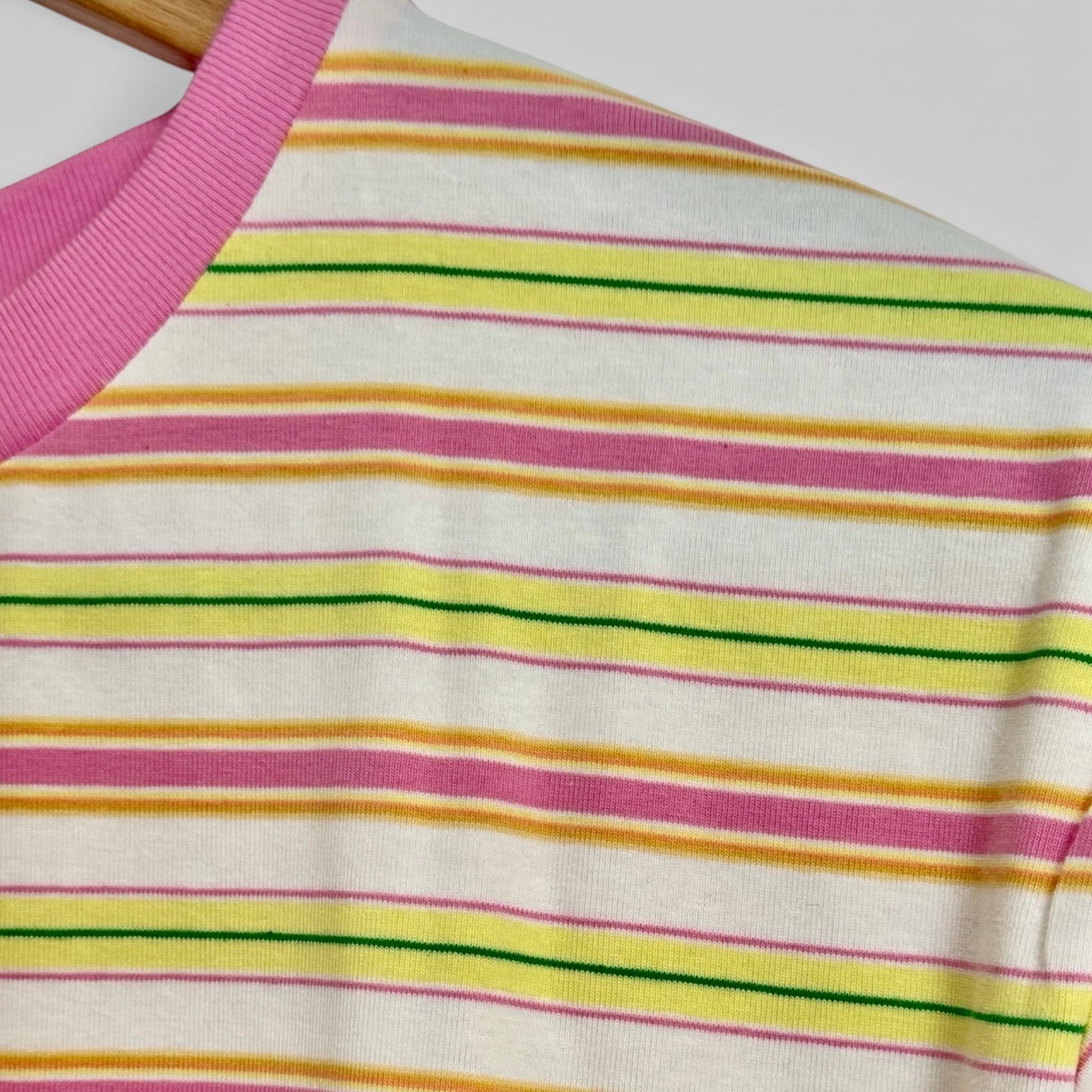 Retro Stripe Cotton T-Shirt in Pink, Lemon & Cream