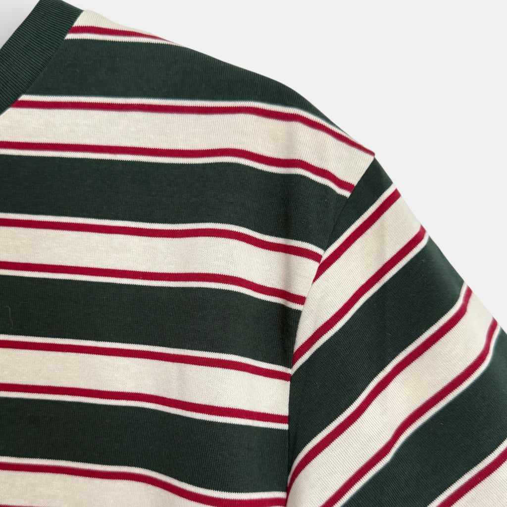 Retro Stripe Cotton T-Shirt in Forest Green & Cream