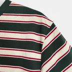 Retro Stripe Cotton T-Shirt in Forest Green & Cream