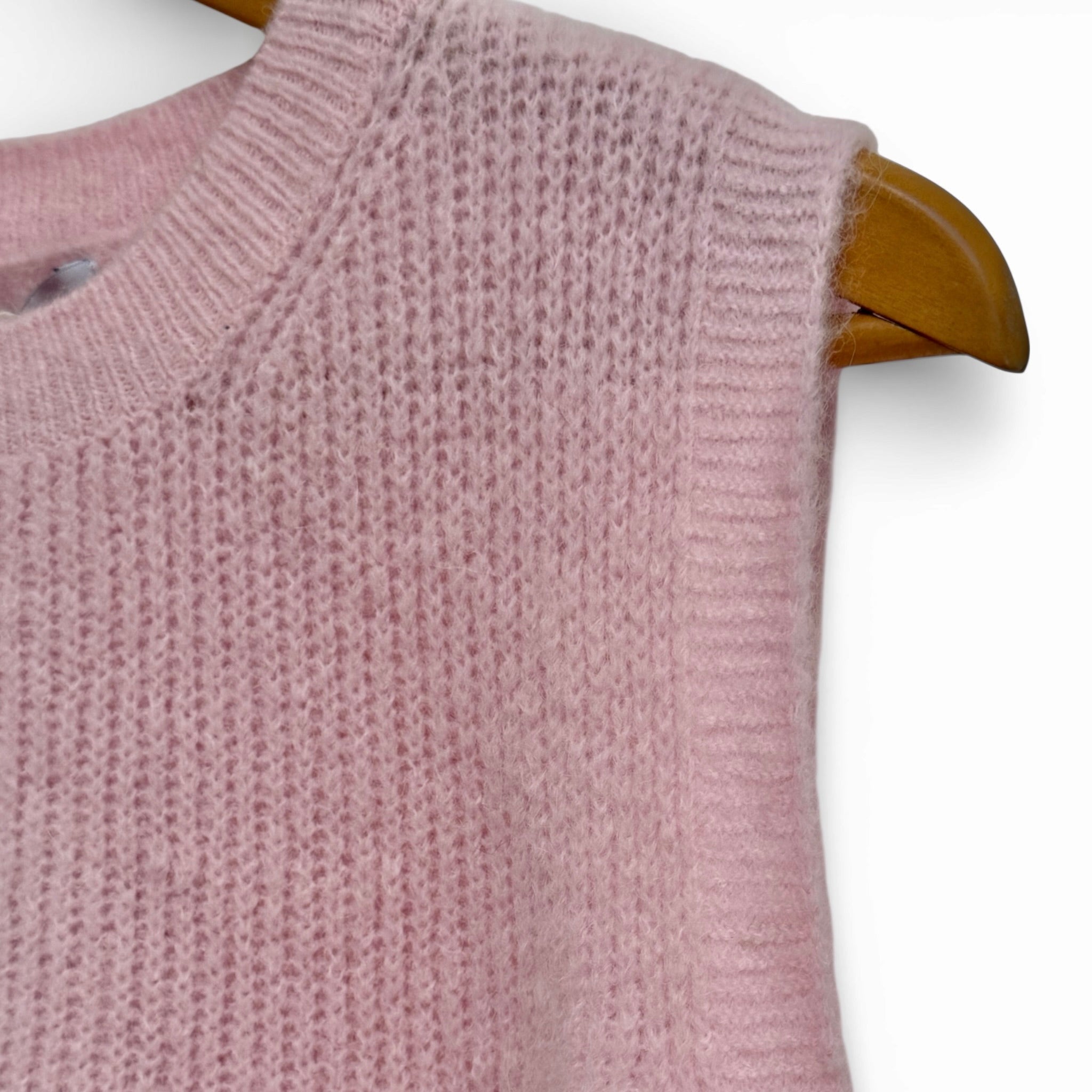 Alpaca Wool Blend Sleeveless Sweater Vest - Powder Pink