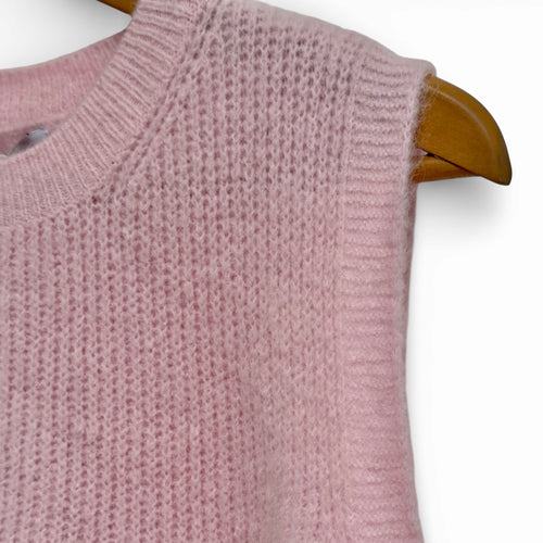 Alpaca Wool Blend Sleeveless Sweater Vest - Powder Pink