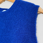 Alpaca Wool Blend Sleeveless Sweater Vest - Cobalt blue