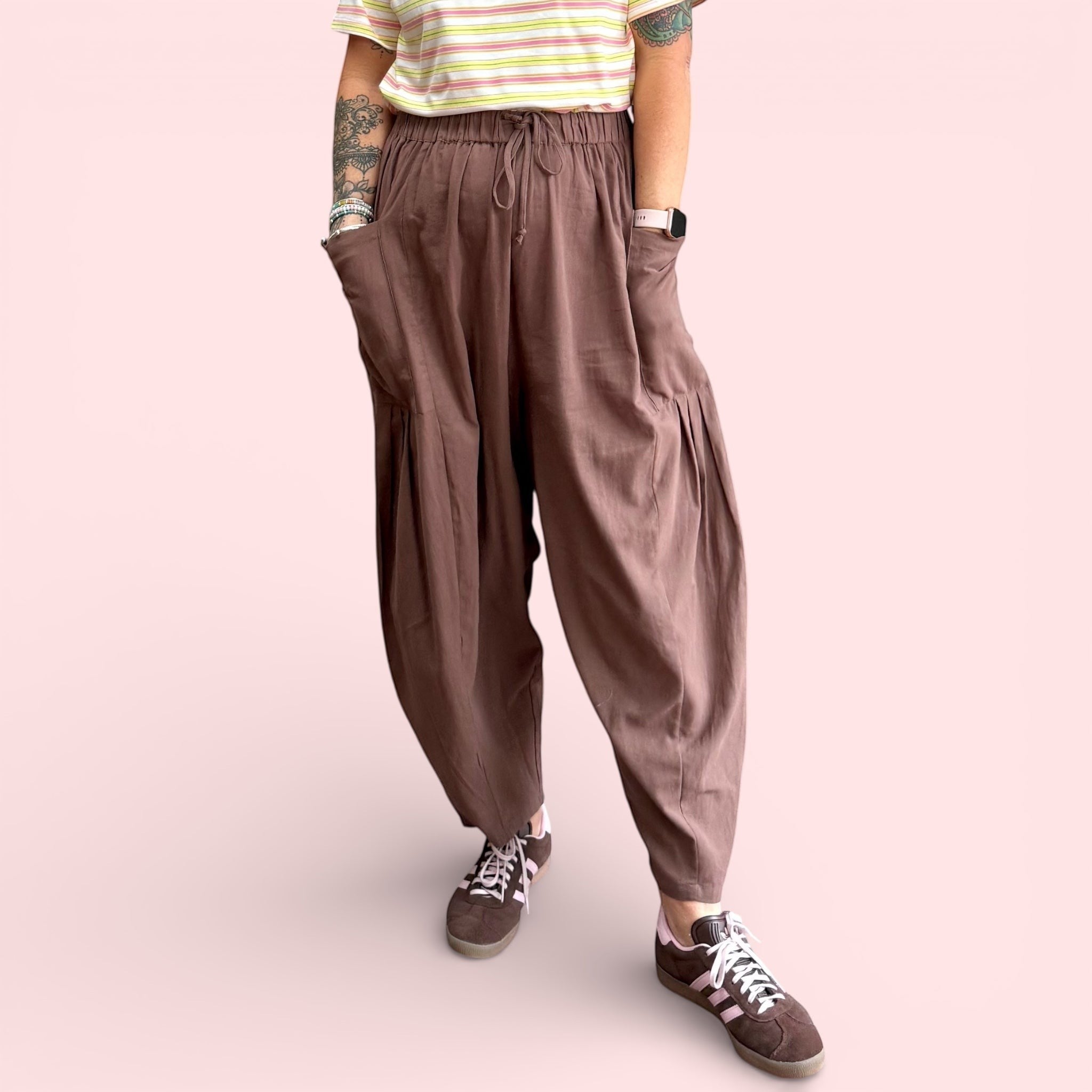 Barrel Harem Trousers - Mocha