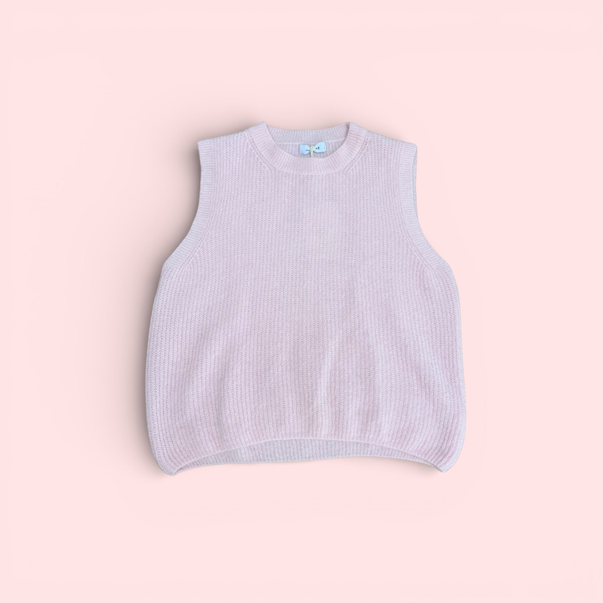 Alpaca Wool Blend Sleeveless Sweater Vest - Powder Pink
