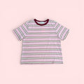 Retro Stripe Cotton T-Shirt in Dusky Pink & Burgundy