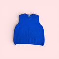 Alpaca Wool Blend Sleeveless Sweater Vest - Cobalt blue