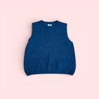Alpaca Wool Blend Sleeveless Sweater Vest - Royal Navy