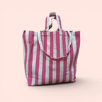 Striped Canvas Tote Bag in Pink or Lilac