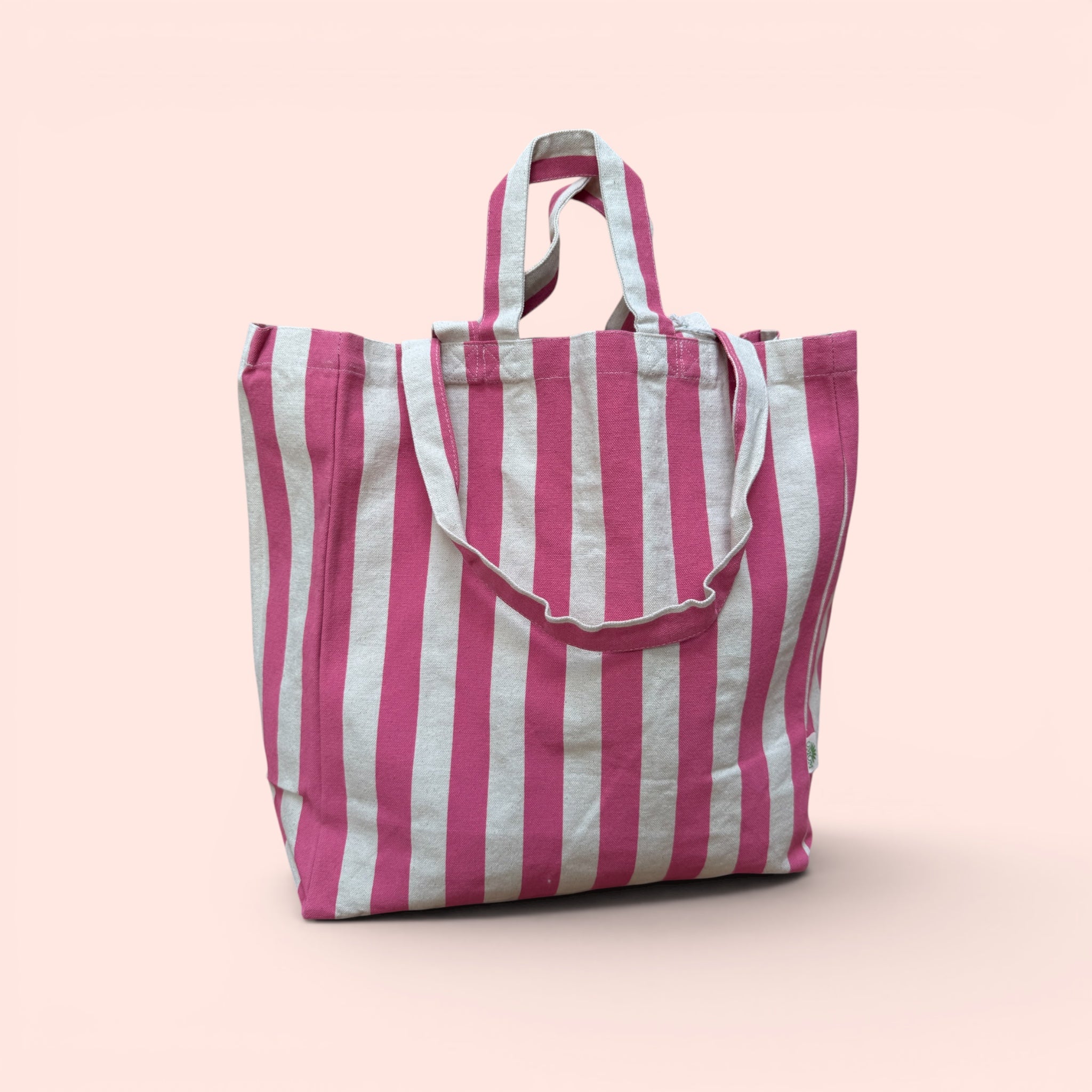 Striped Canvas Tote Bag in Pink or Lilac
