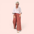 Wide Leg Linen Trousers - Rust or Blush Pink