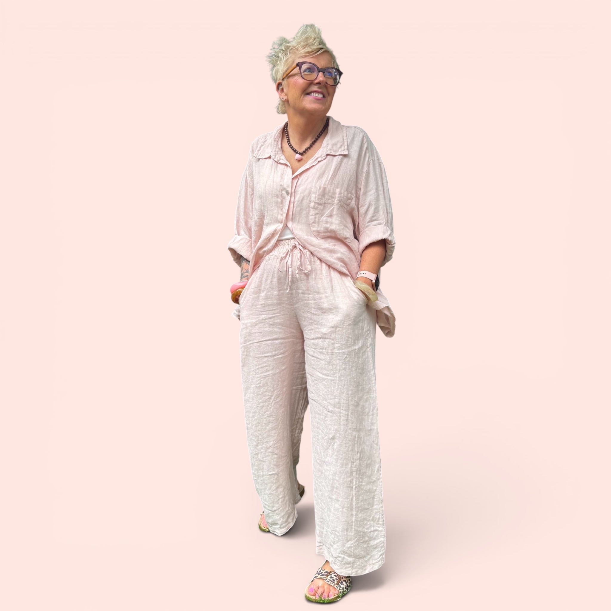 Oversized Linen Shirt - Rust or Blush Pink