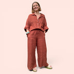 Wide Leg Linen Trousers - Rust or Blush Pink