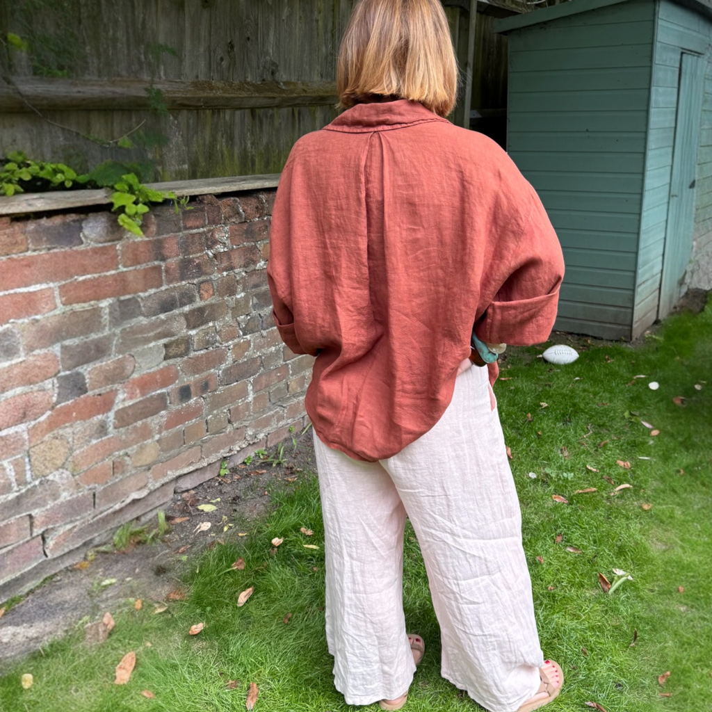 Oversized Linen Shirt - Rust or Blush Pink