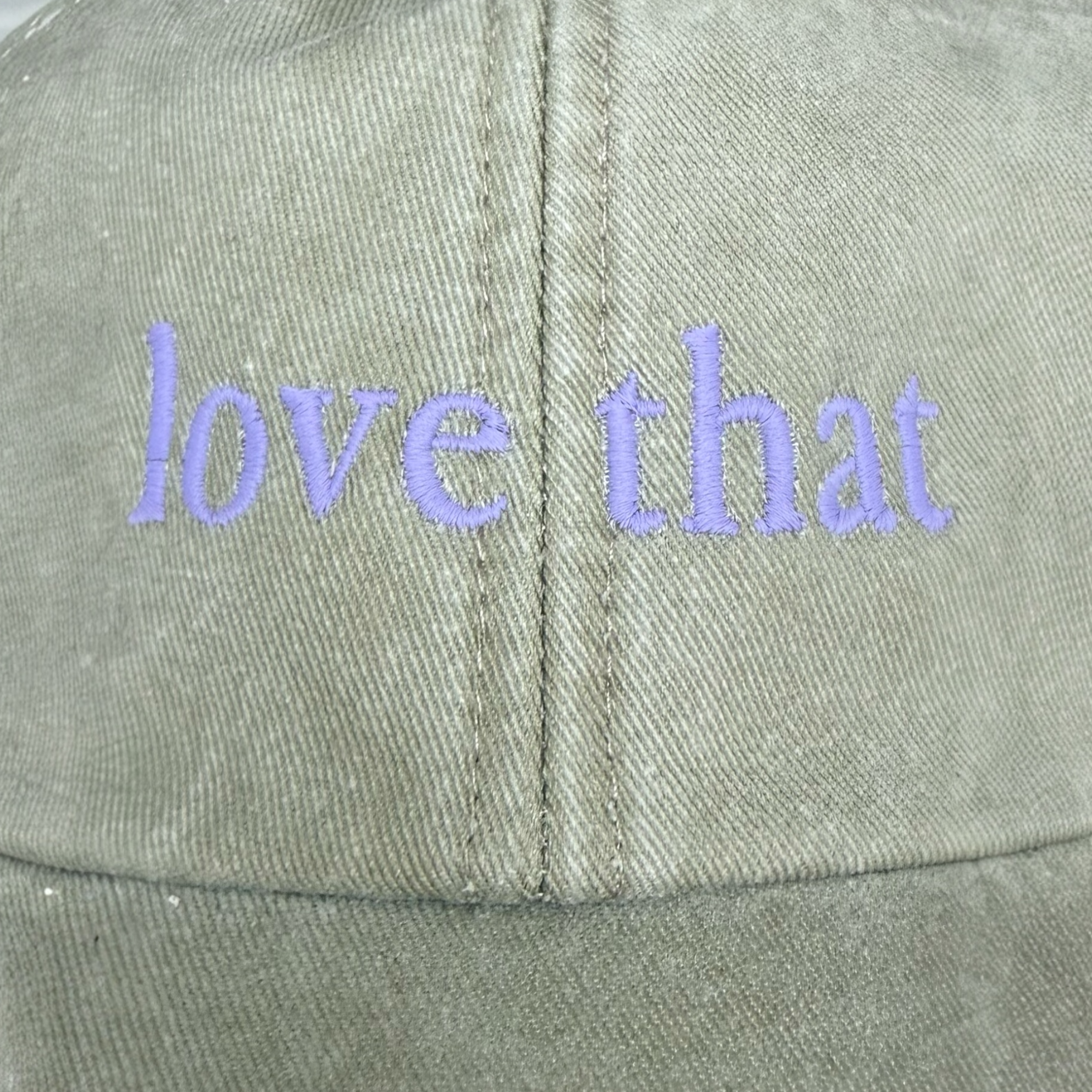 'Love That' Embroidered Vintage Cap — Sage/Lilac or Pink/Red