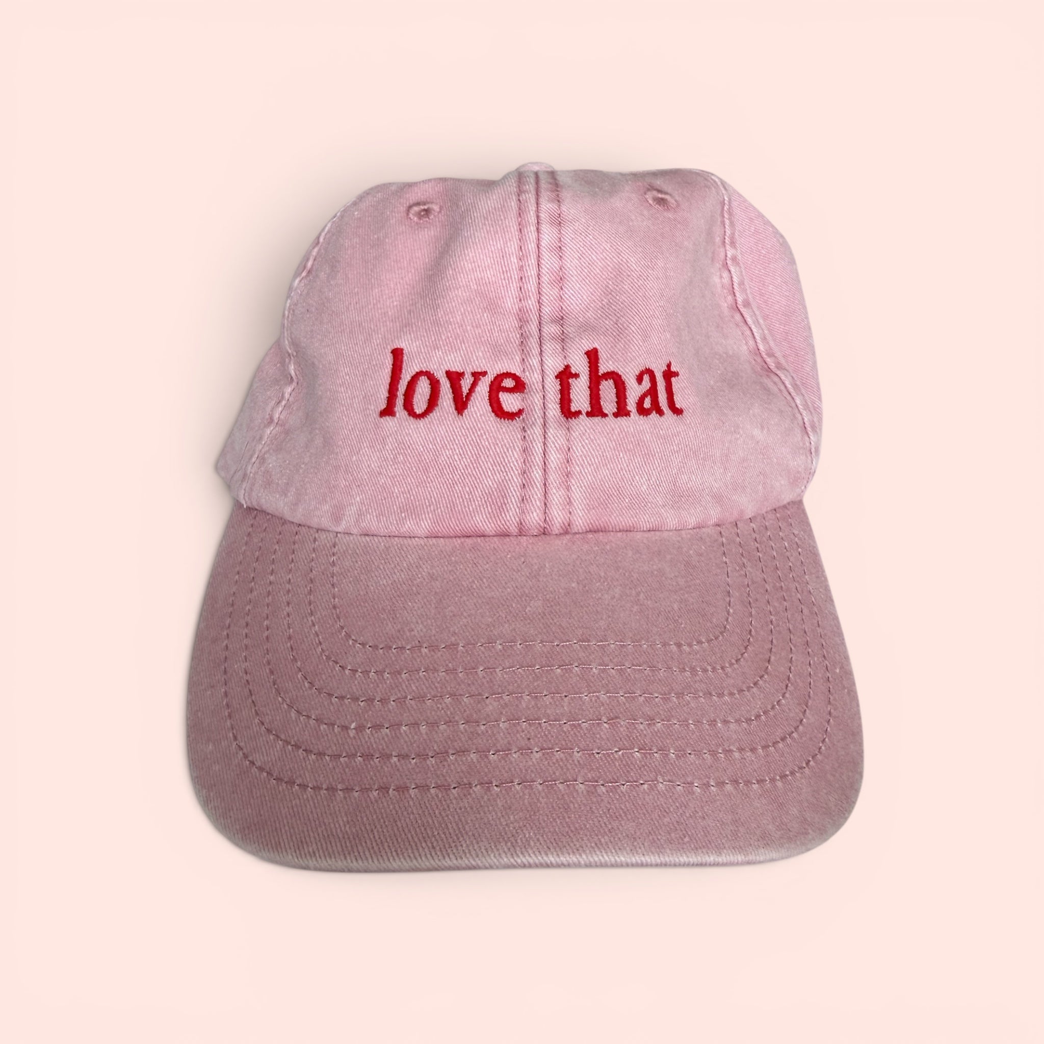 'Love That' Embroidered Vintage Cap — Sage/Lilac or Pink/Red