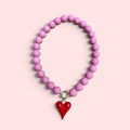 Sweetheart XL Beaded Necklace with red heart charm