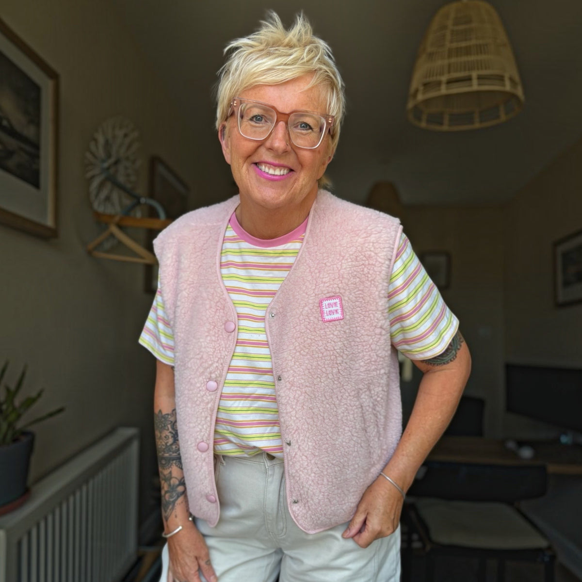 Pastel Pink Fleece Gilet